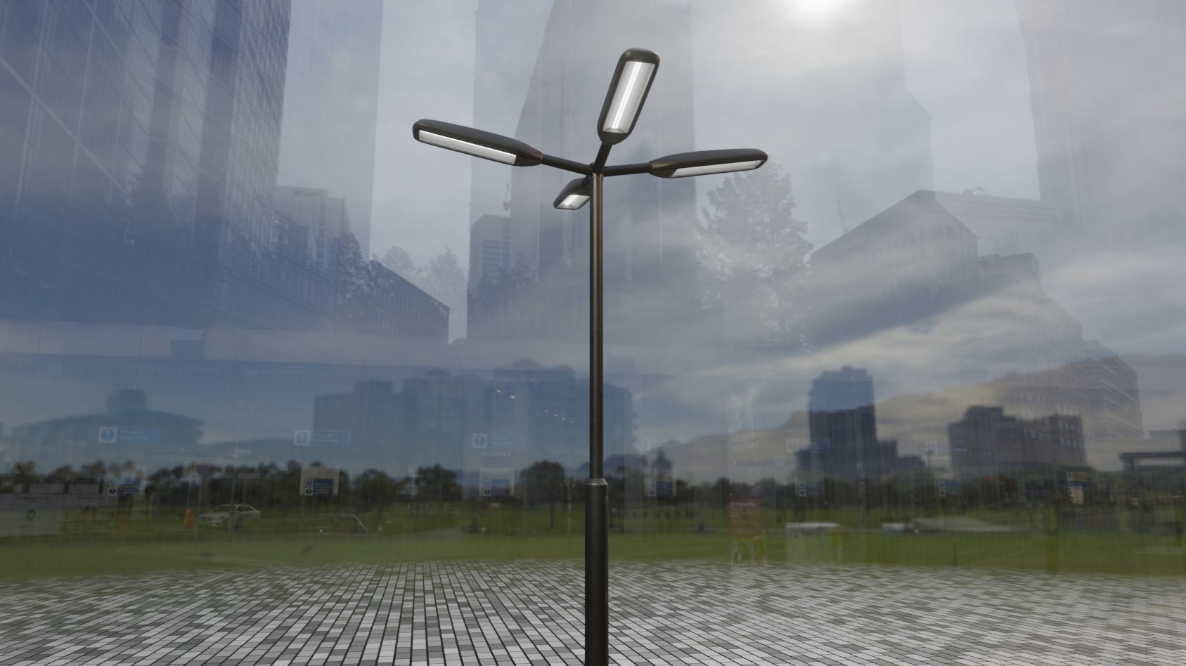 Street Light 11 version 4  3m with pole 3 Low-poly 3D model_59