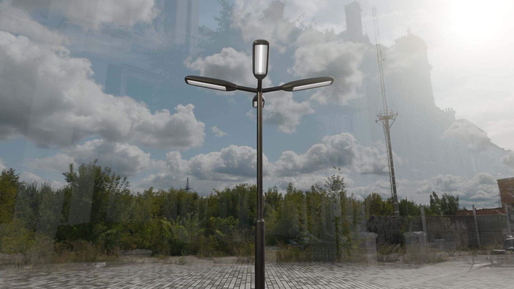 Street Light 11 version 4  3m with pole 3 Low-poly 3D model_60