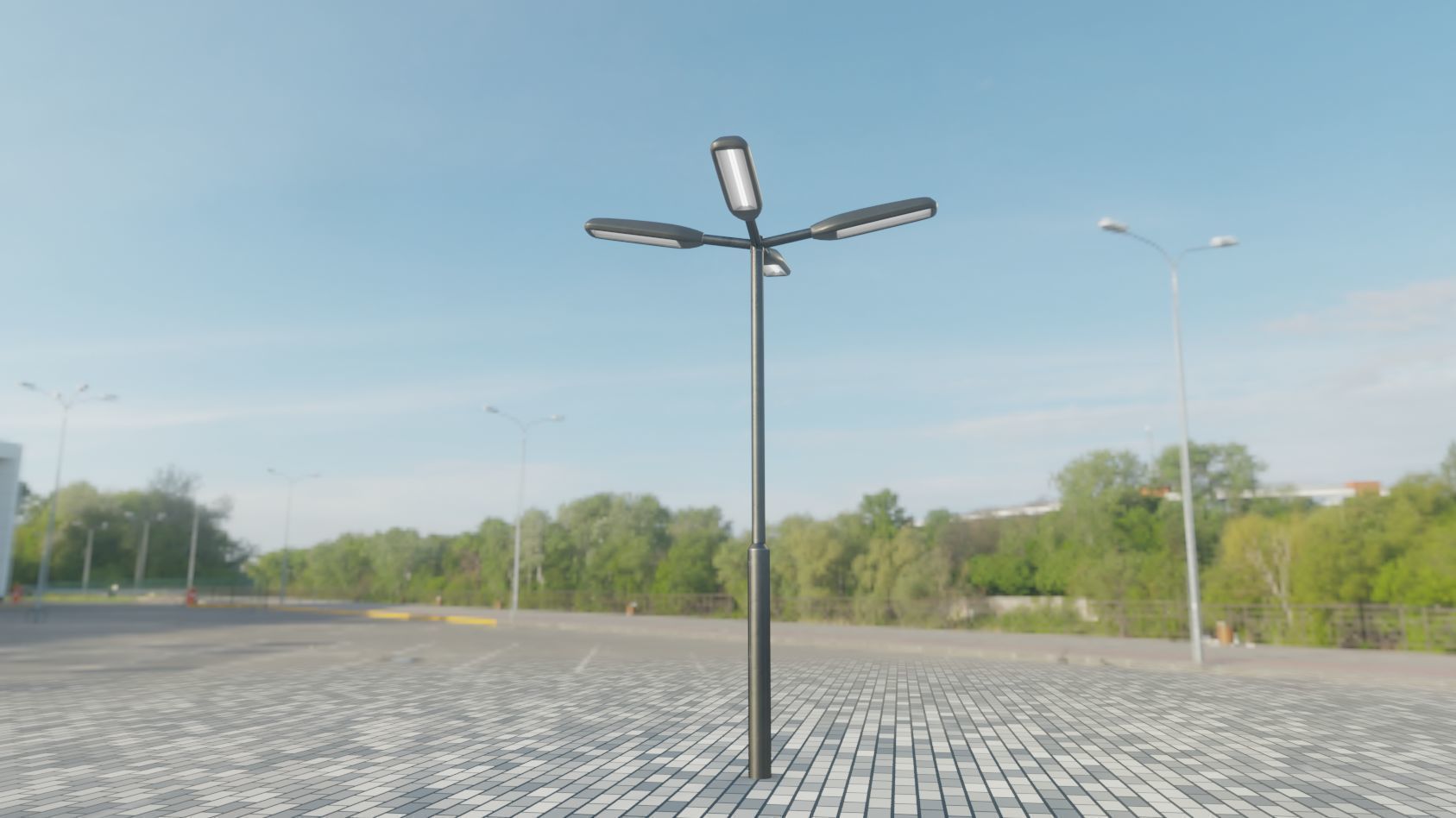 Street Light 11 version 4  3m with pole 3 Low-poly 3D model_76