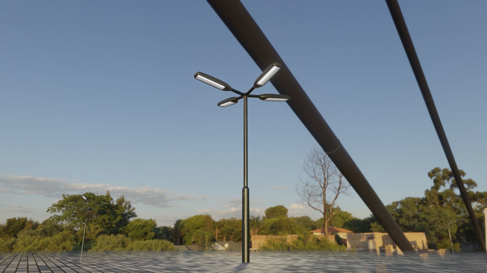 Street Light 11 version 4  3m with pole 3 Low-poly 3D model_40