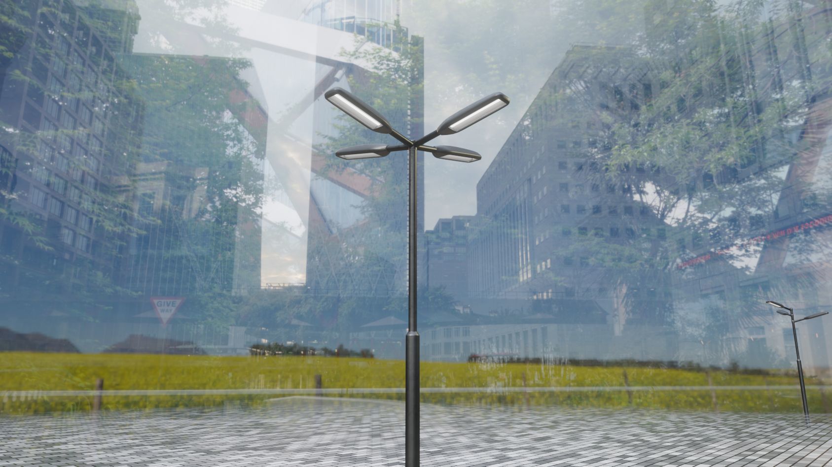 Street Light 11 version 4  3m with pole 3 Low-poly 3D model_14