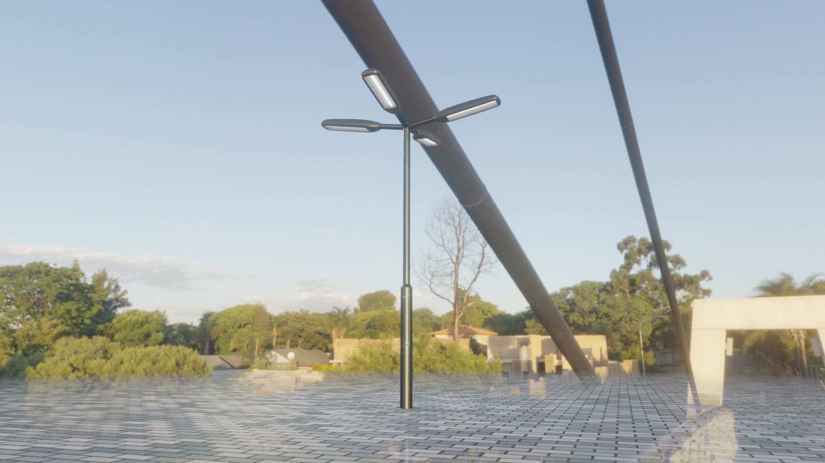 Street Light 11 version 4  3m with pole 3 Low-poly 3D model_70