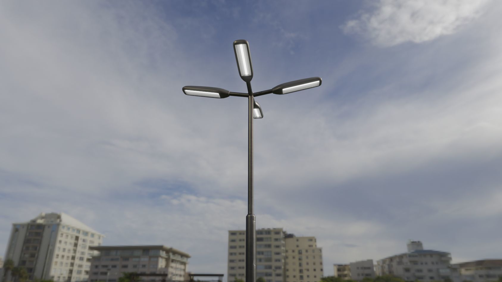 Street Light 11 version 4  3m with pole 3 Low-poly 3D model_94