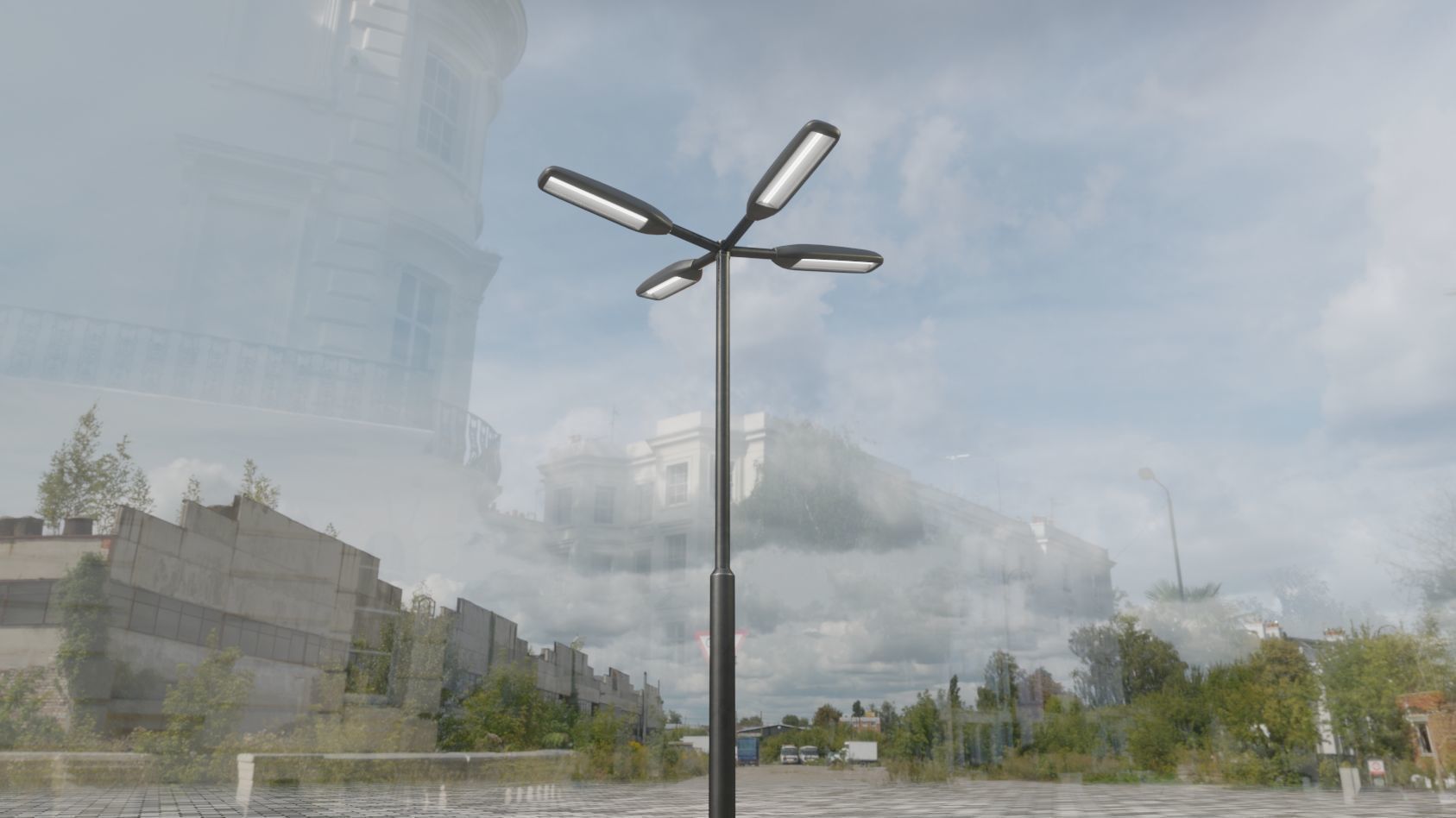 Street Light 11 version 4  3m with pole 3 Low-poly 3D model_16