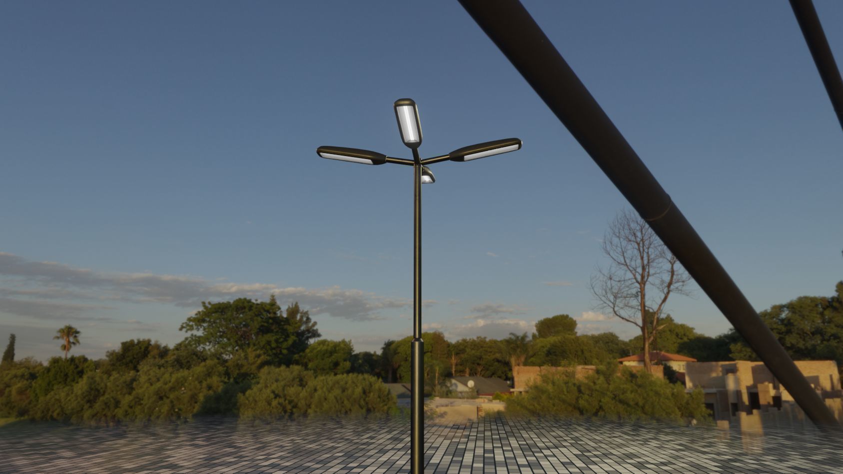 Street Light 11 version 4  3m with pole 3 Low-poly 3D model_11