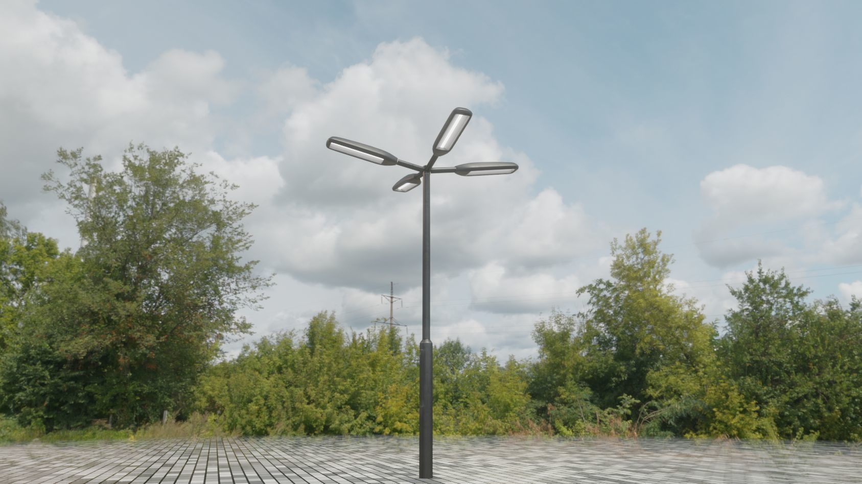 Street Light 11 version 4  3m with pole 3 Low-poly 3D model_9