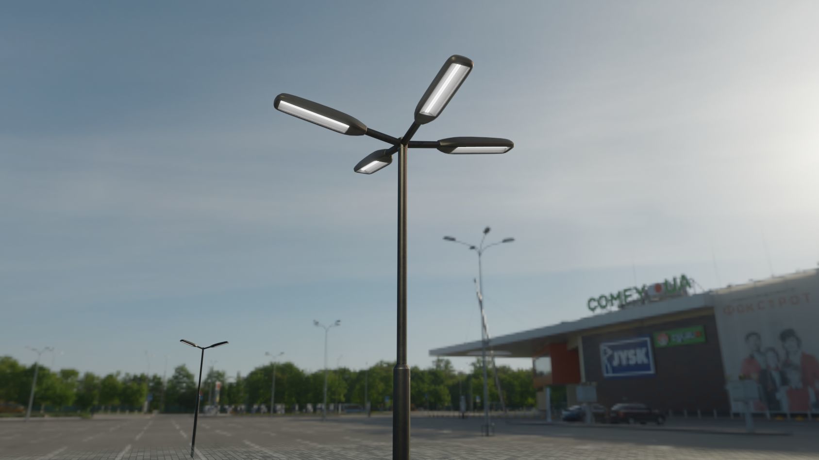 Street Light 11 version 4  3m with pole 3 Low-poly 3D model_91