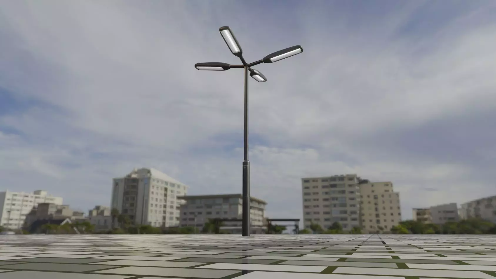 Street Light 11 version 4  3m with pole 3 Low-poly 3D model_0