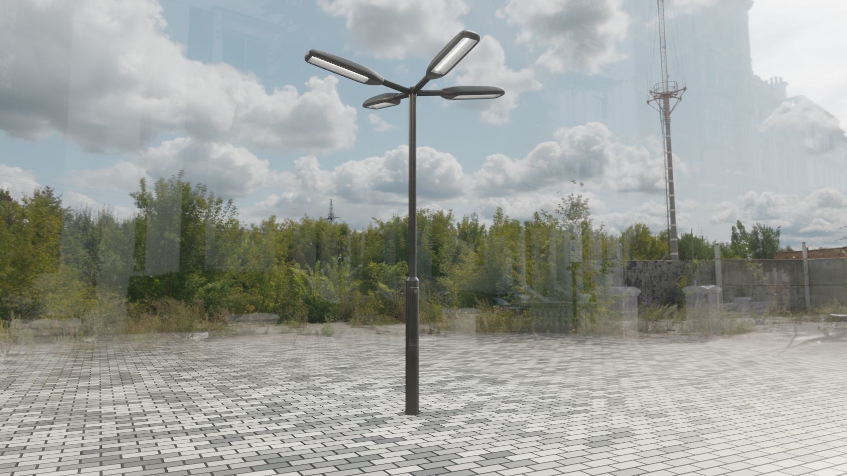 Street Light 11 version 4  3m with pole 3 Low-poly 3D model_2