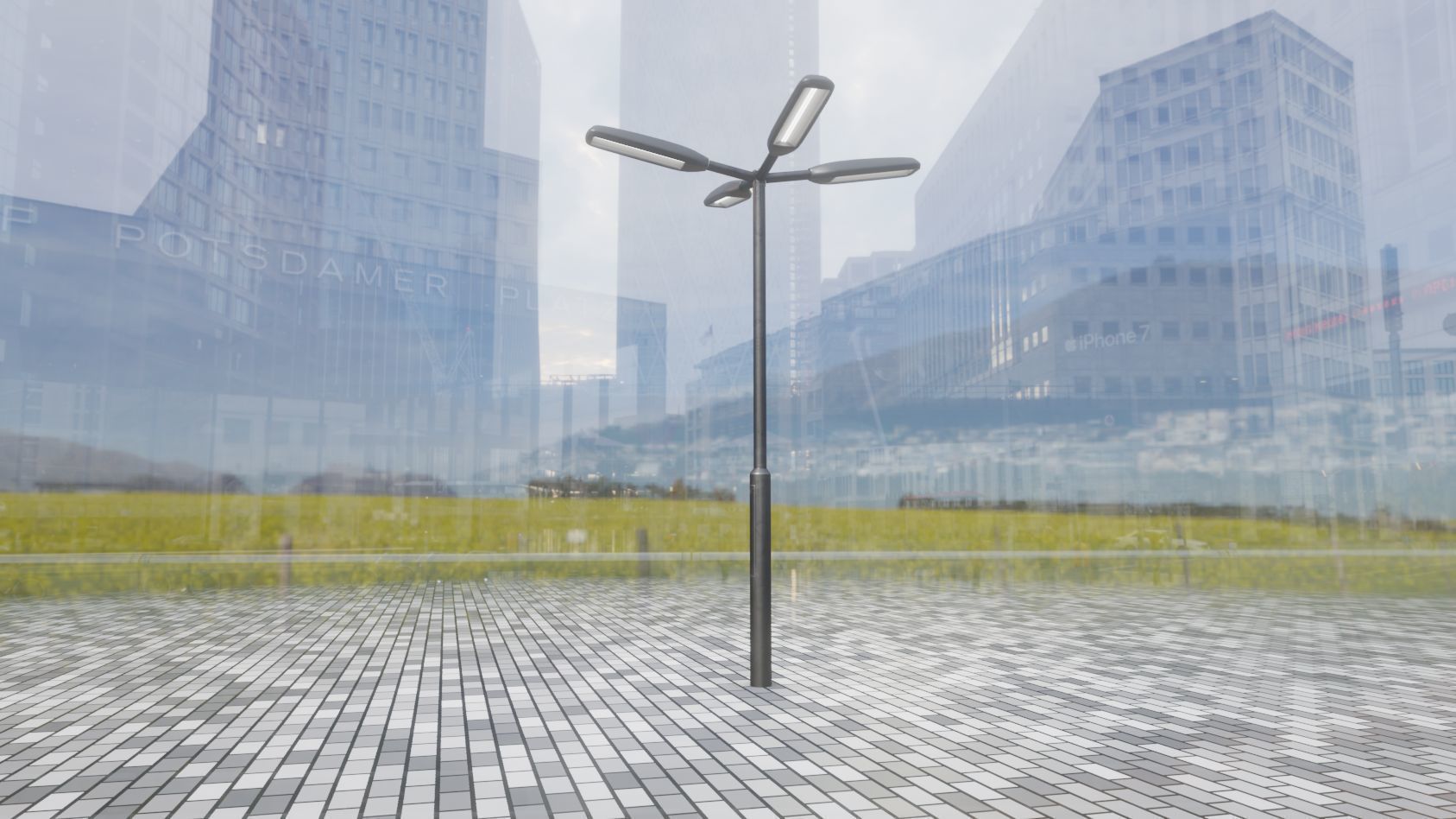 Street Light 11 version 4  3m with pole 3 Low-poly 3D model_74