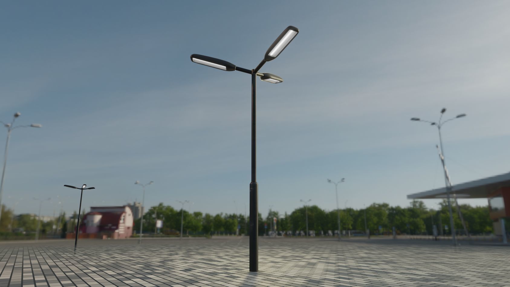 Street Light 11 version 3  3m with pole 3 Low-poly 3D model_41
