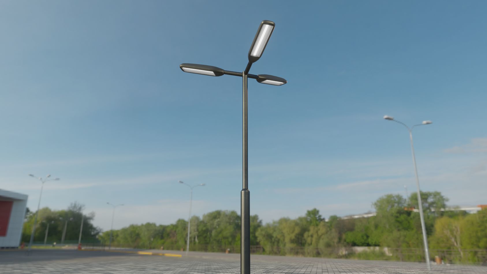 Street Light 11 version 3  3m with pole 3 Low-poly 3D model_86