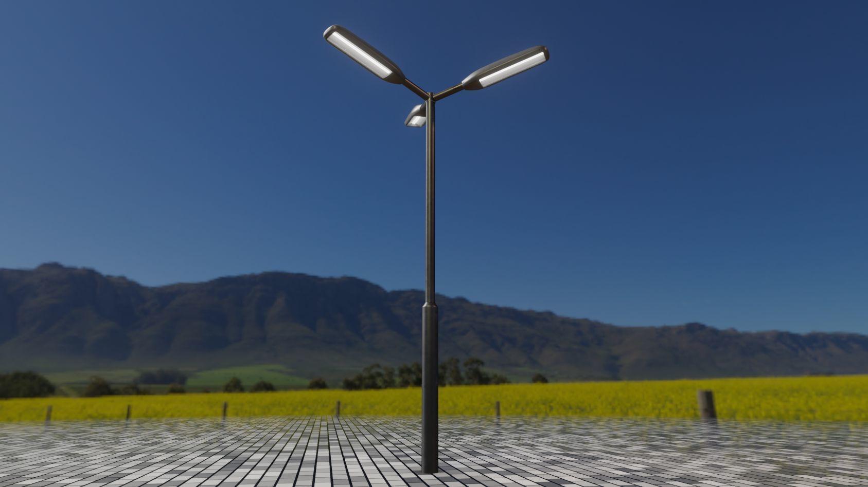 Street Light 11 version 3  3m with pole 3 Low-poly 3D model_60