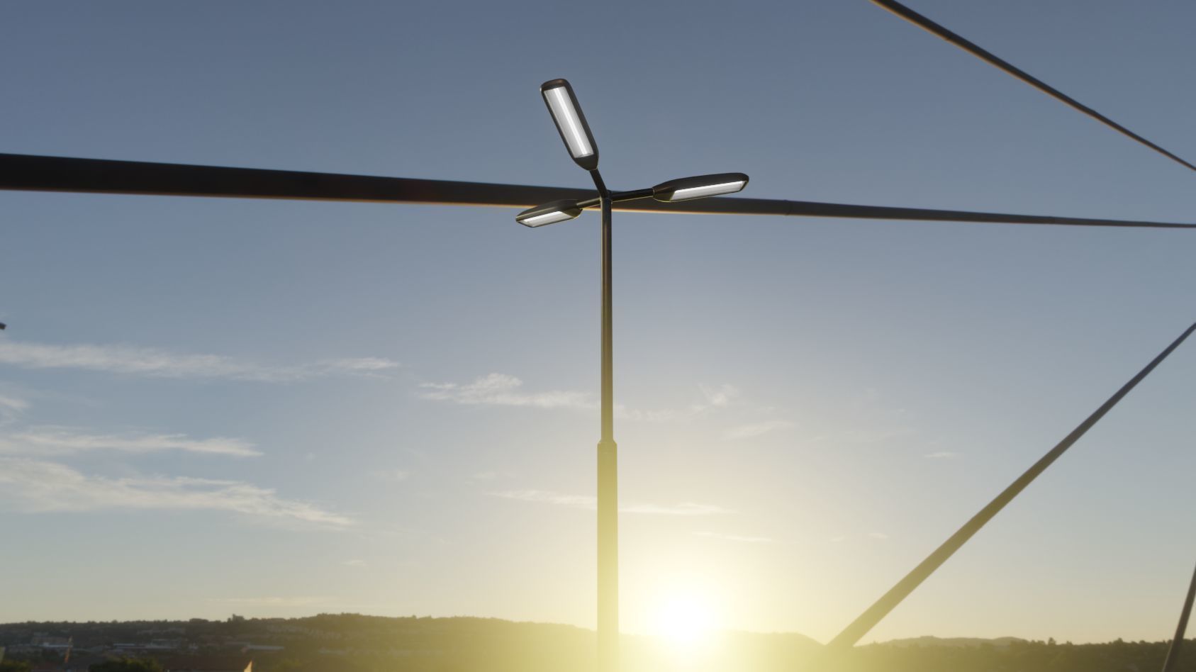 Street Light 11 version 3  3m with pole 3 Low-poly 3D model_35