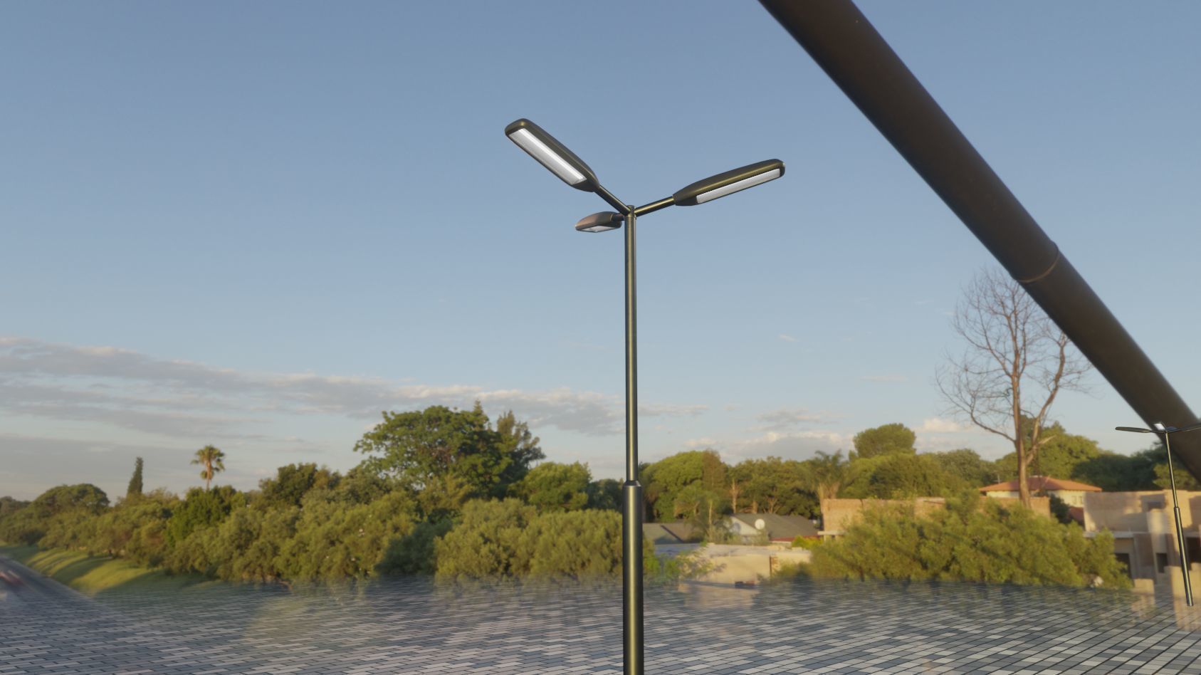 Street Light 11 version 3  3m with pole 3 Low-poly 3D model_80