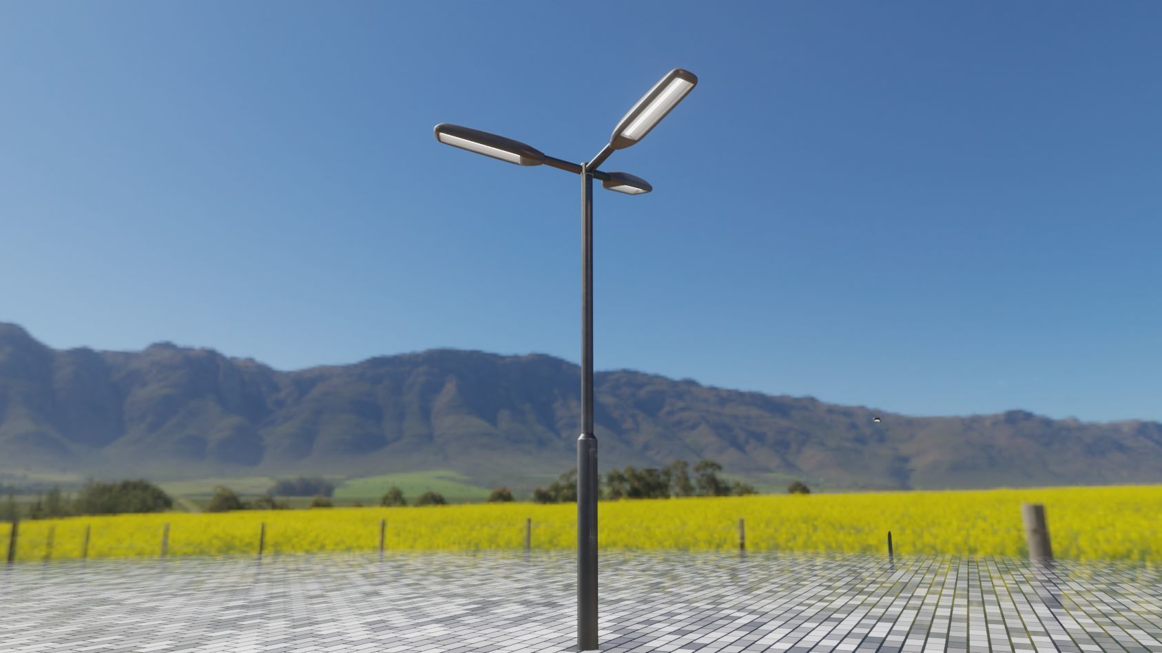 Street Light 11 version 3  3m with pole 3 Low-poly 3D model_30