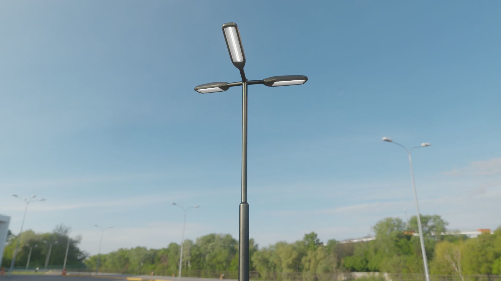 Street Light 11 version 3  3m with pole 3 Low-poly 3D model_56