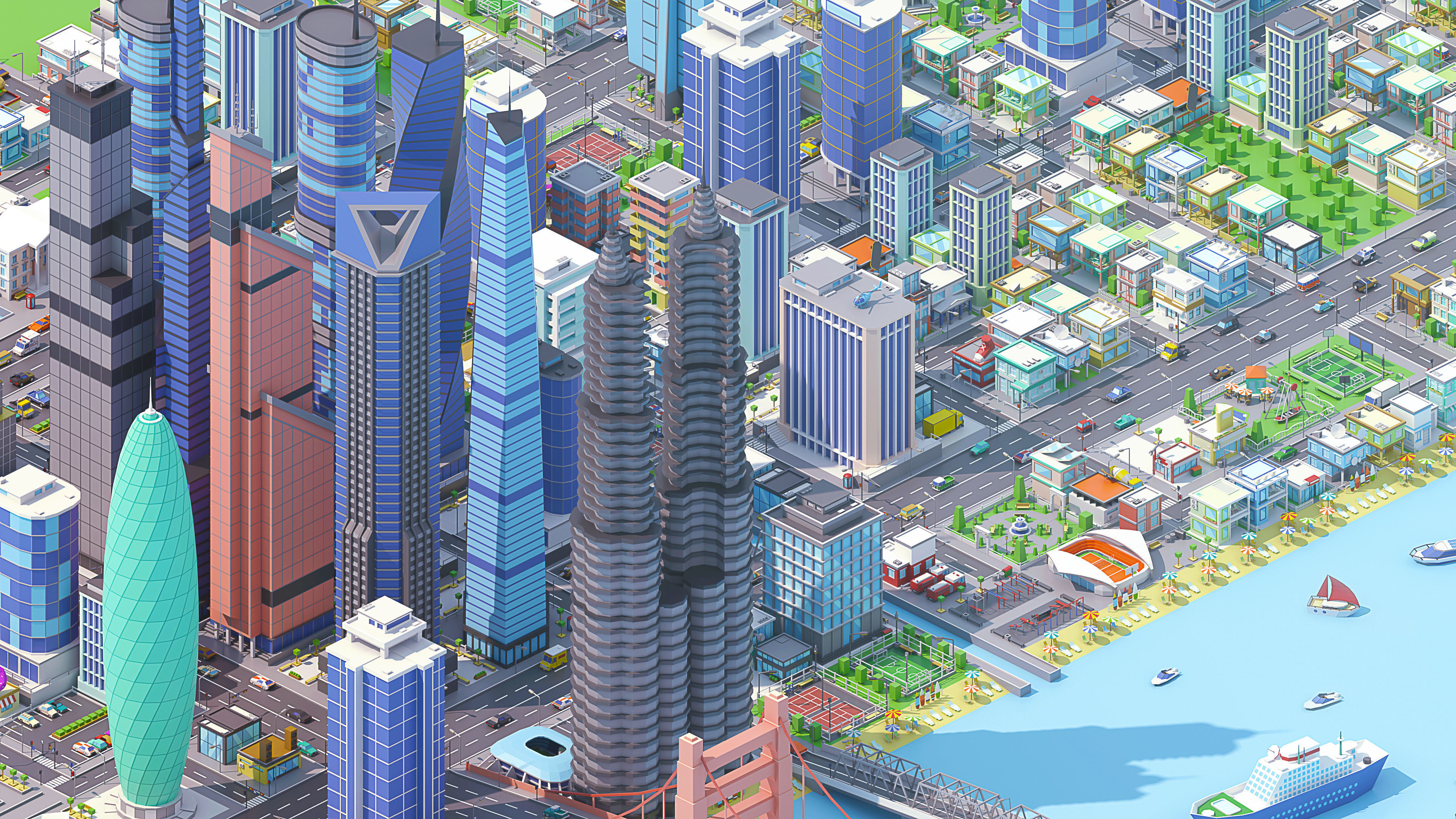 City 3 Low-poly 3D model_6