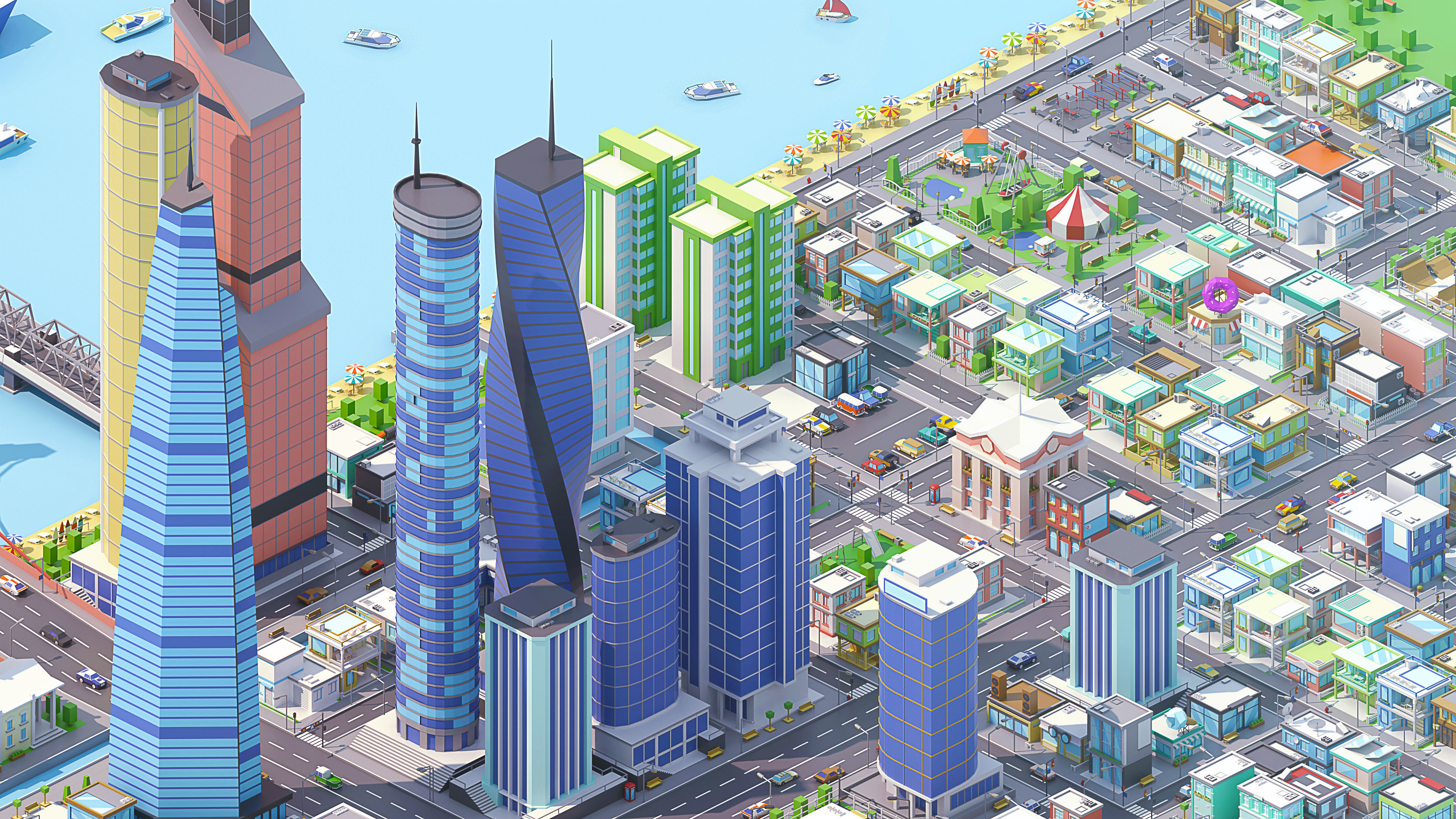 City 3 Low-poly 3D model_7