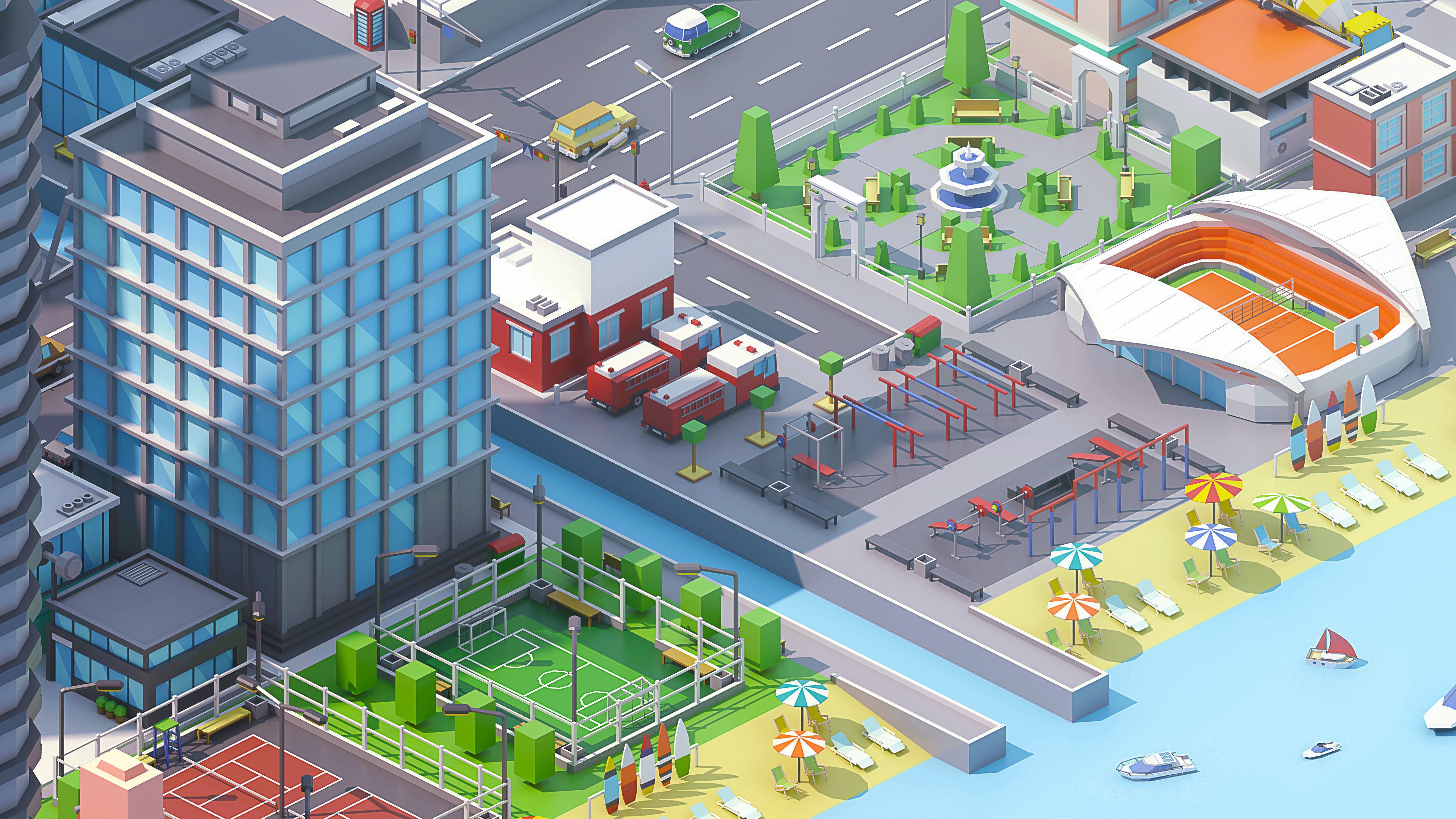 City 3 Low-poly 3D model_15