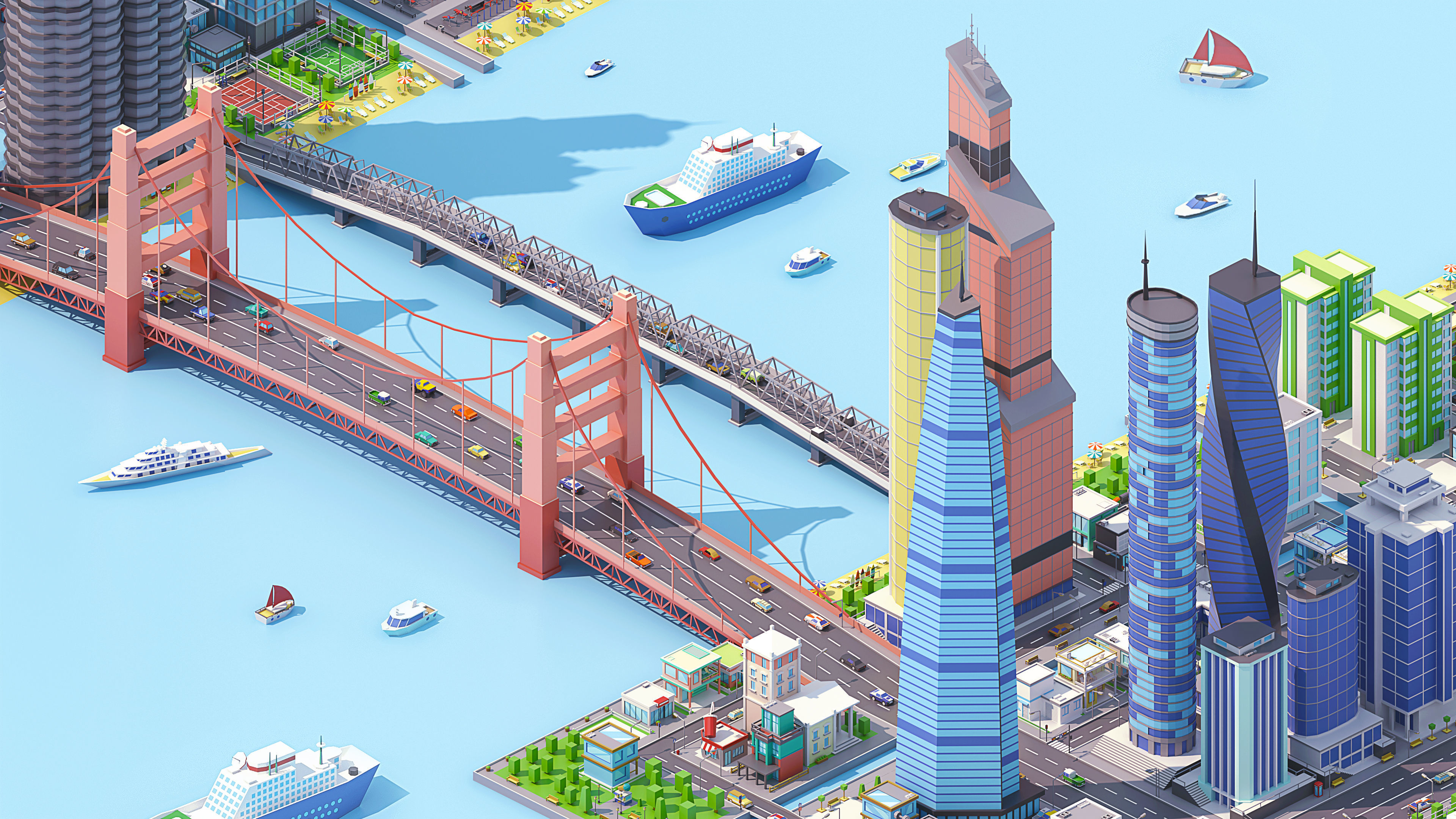 City 3 Low-poly 3D model_2