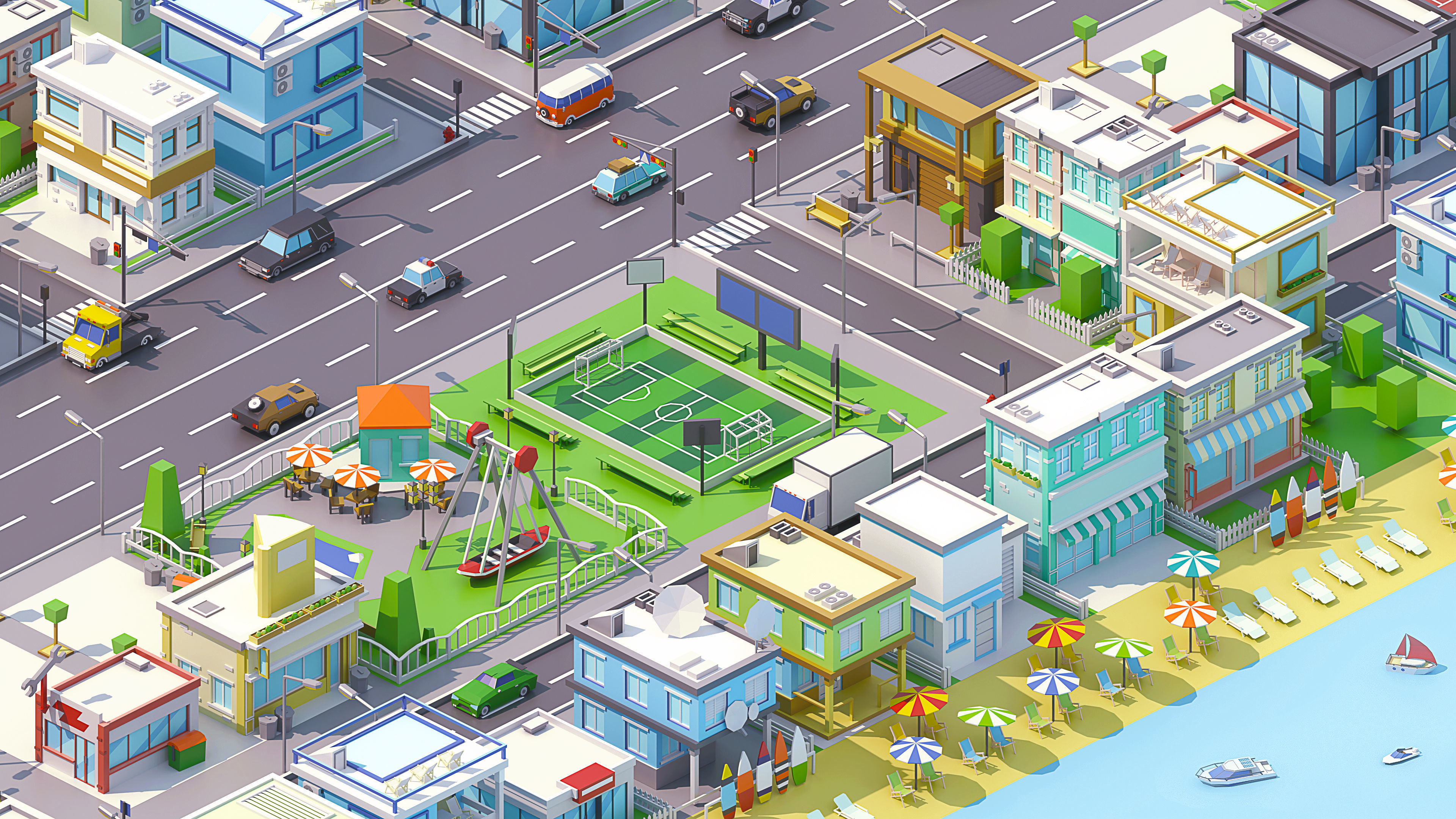 City 3 Low-poly 3D model_14