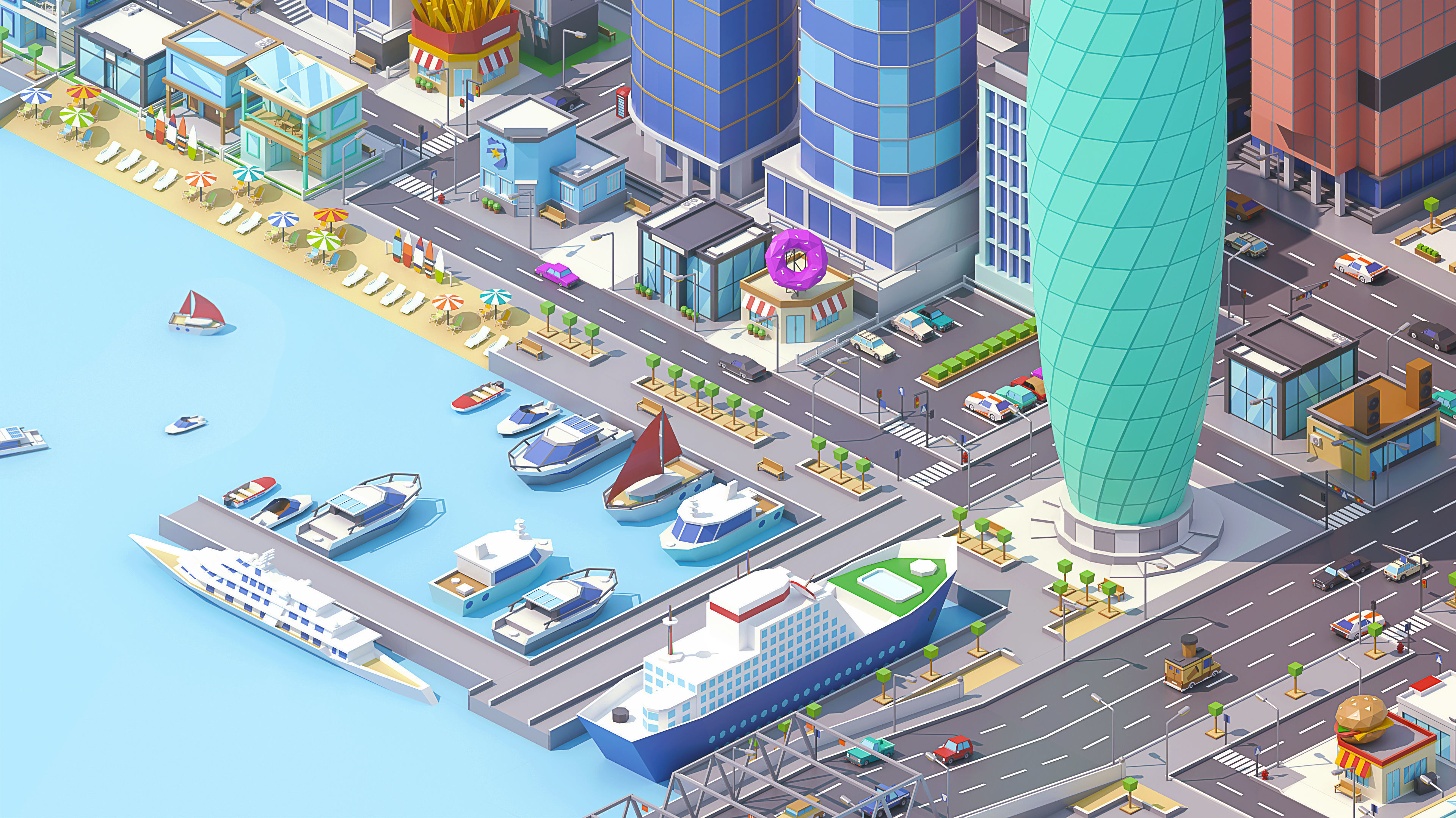 City 3 Low-poly 3D model_8