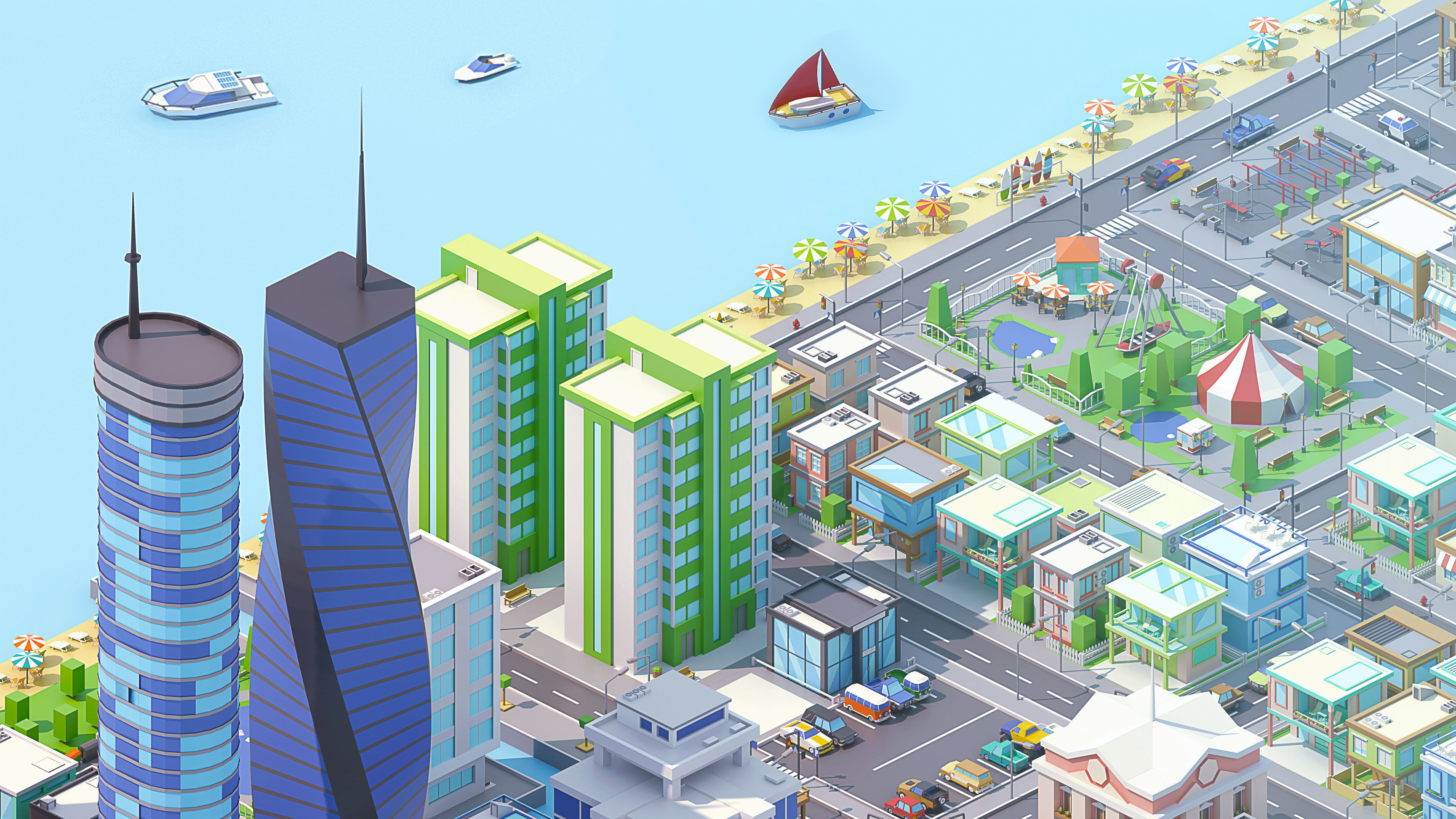 City 3 Low-poly 3D model_11