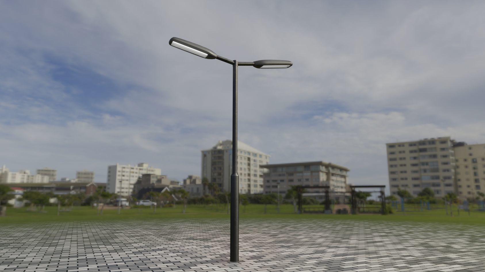 Street Light 11 version 2  3m with pole 3 Low-poly 3D model_85