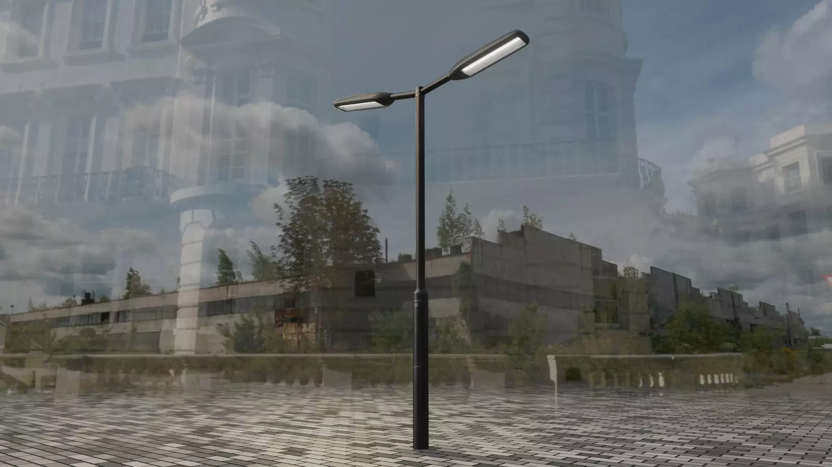 Street Light 11 version 2  3m with pole 3 Low-poly 3D model_0