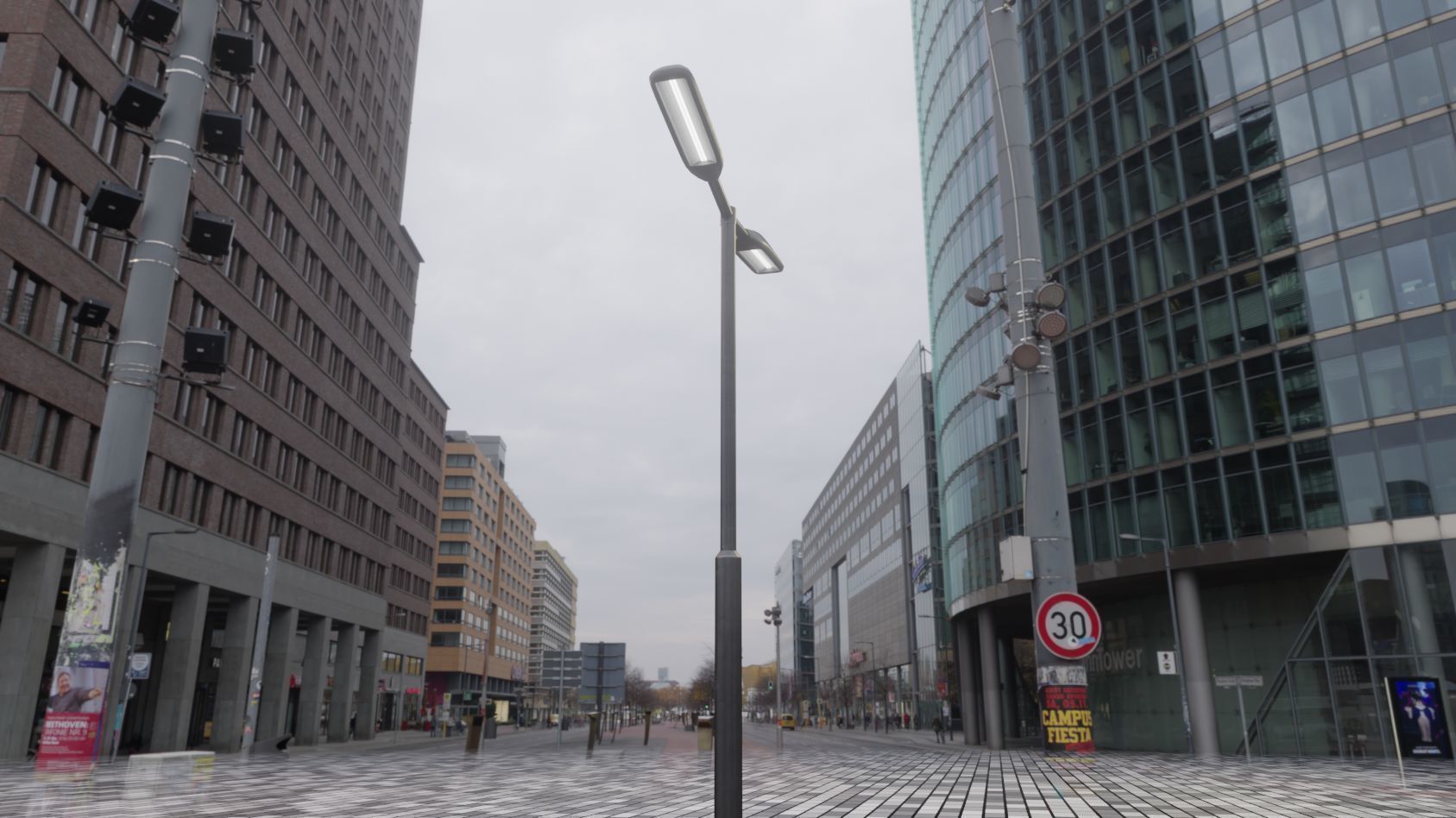 Street Light 11 version 2  3m with pole 3 Low-poly 3D model_11