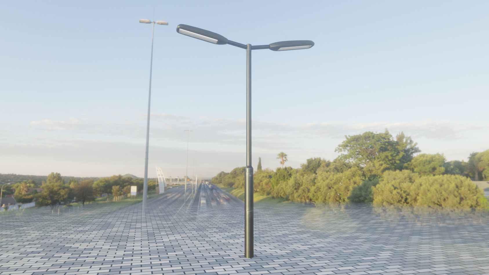 Street Light 11 version 2  3m with pole 3 Low-poly 3D model_1