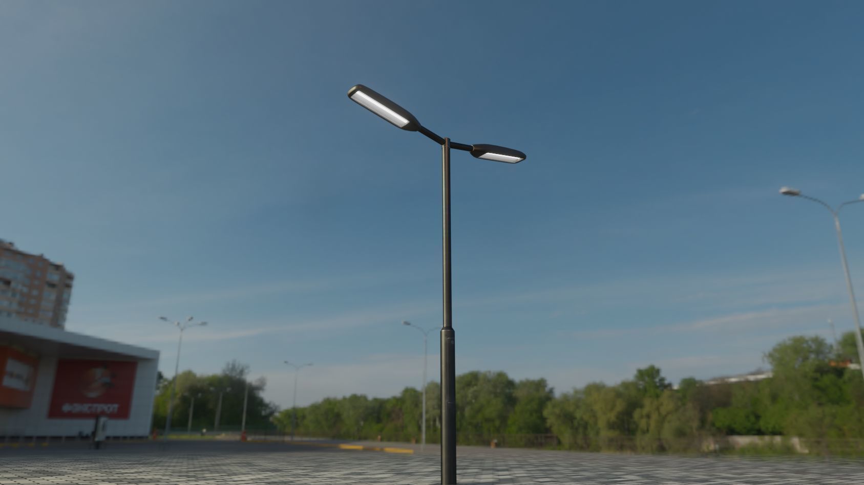 Street Light 11 version 2  3m with pole 3 Low-poly 3D model_67