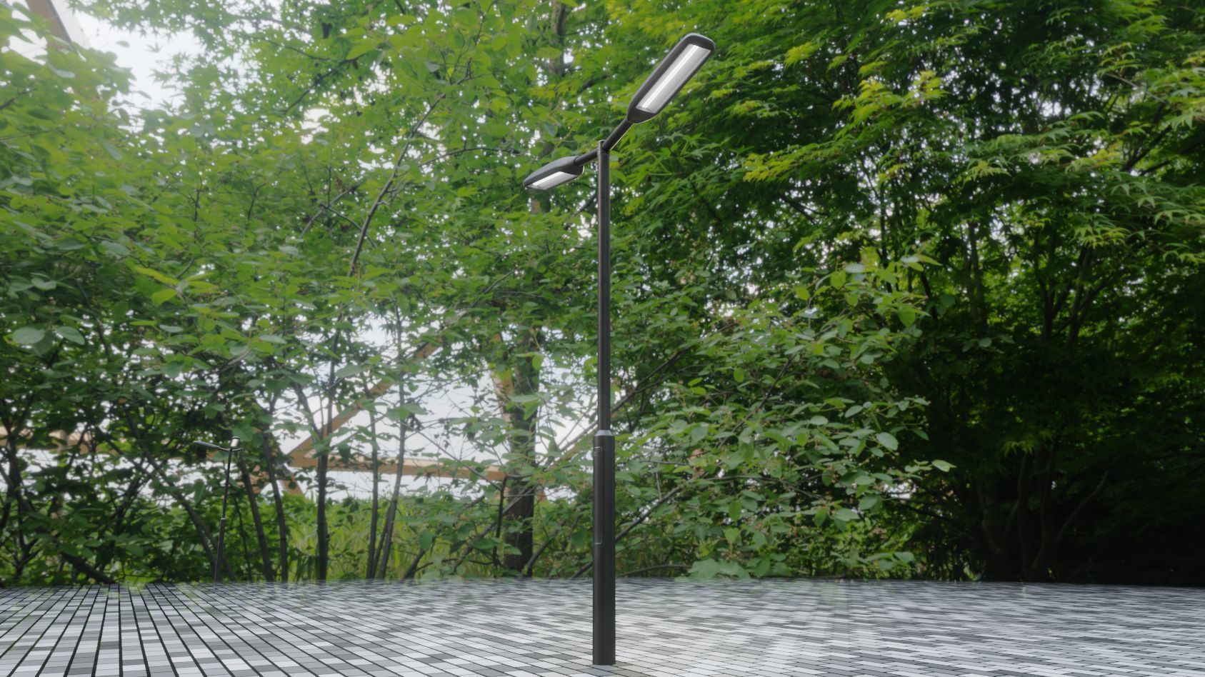 Street Light 11 version 2  3m with pole 3 Low-poly 3D model_7