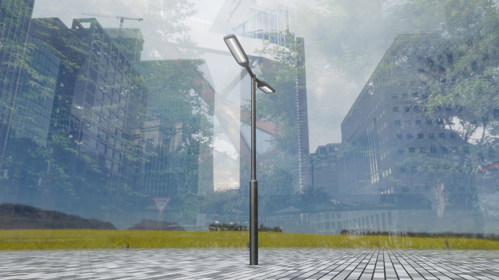 Street Light 11 version 2  3m with pole 3 Low-poly 3D model_64