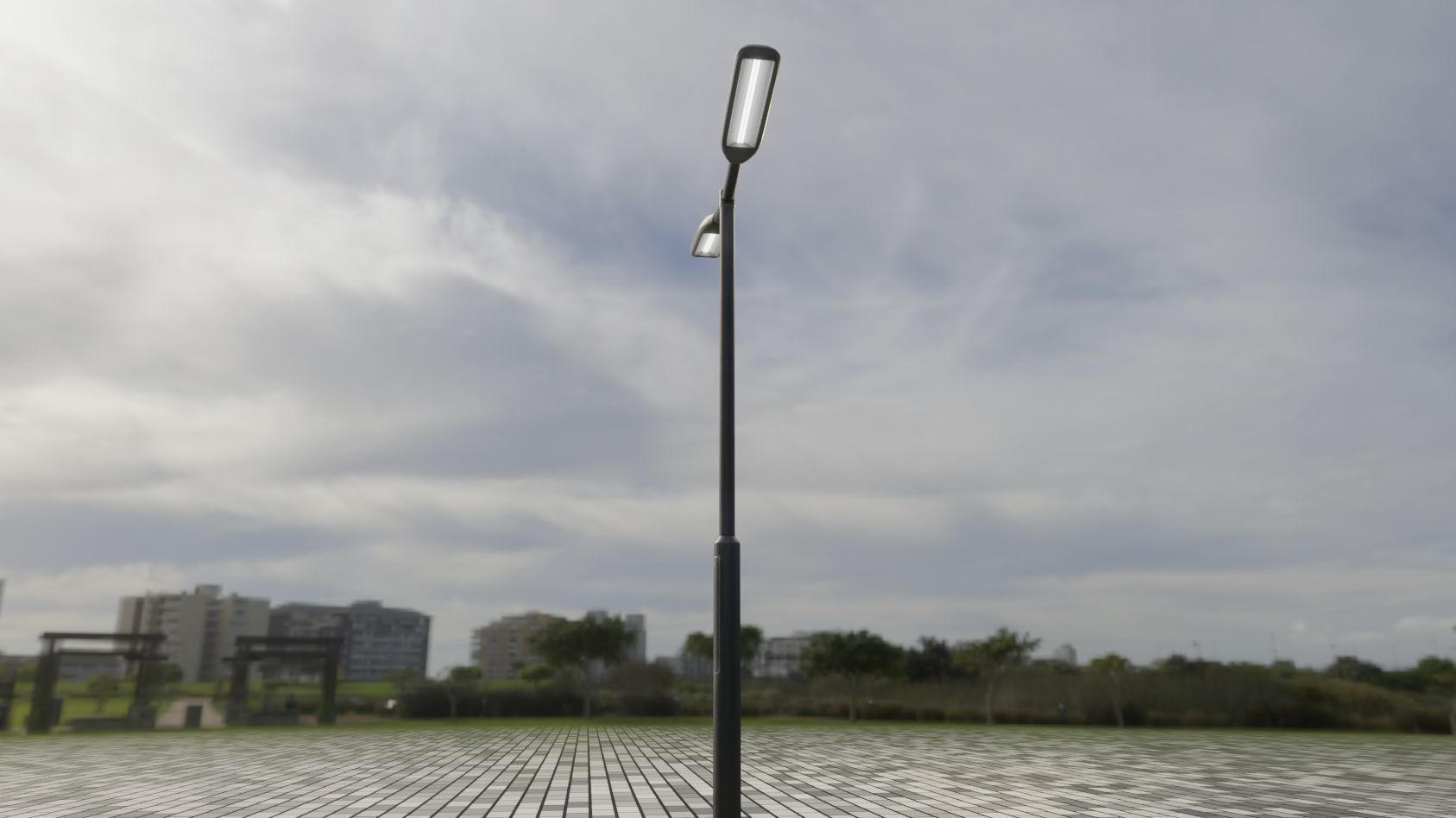 Street Light 11 version 2  3m with pole 3 Low-poly 3D model_9