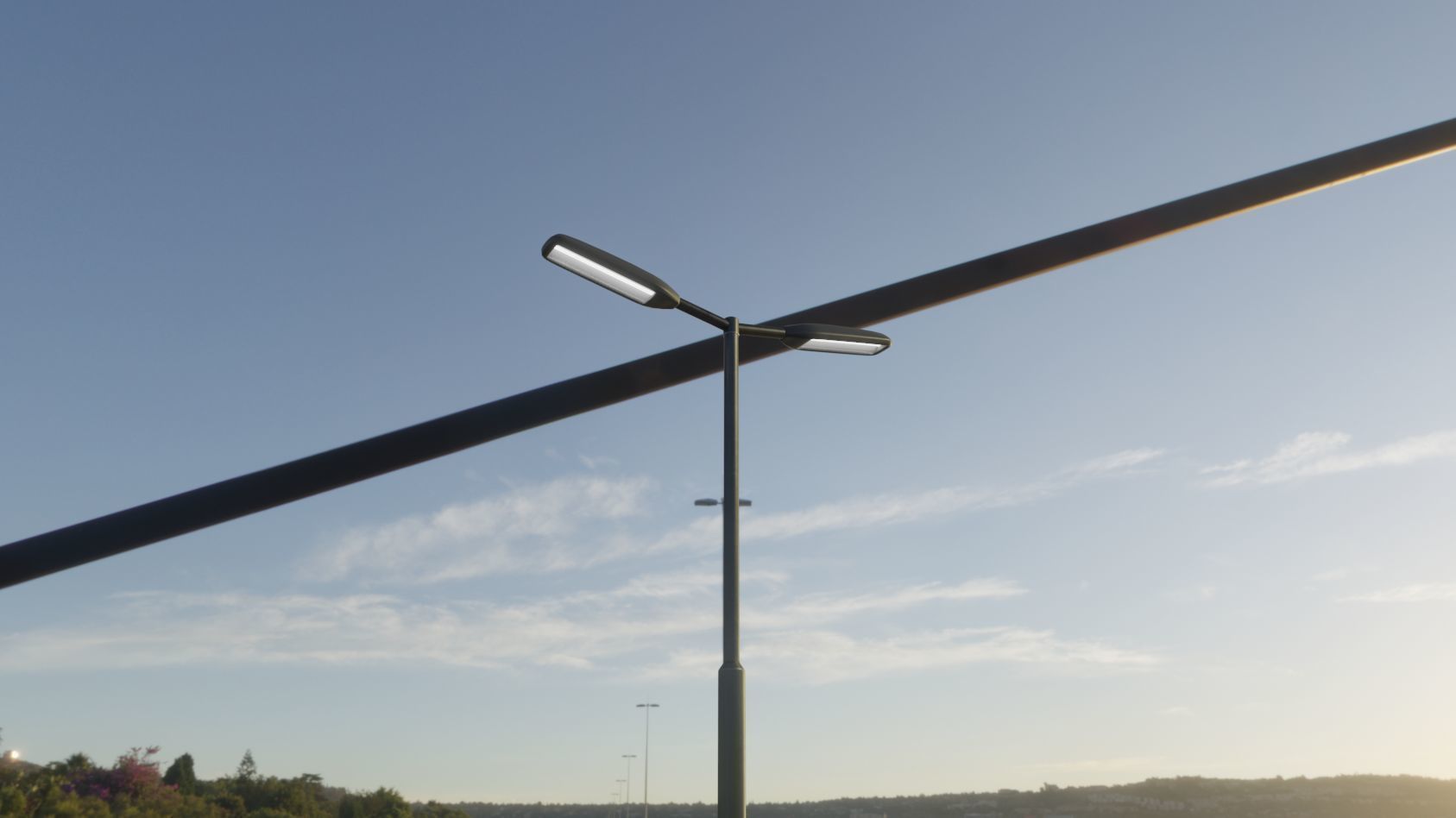 Street Light 11 version 2  3m with pole 3 Low-poly 3D model_15