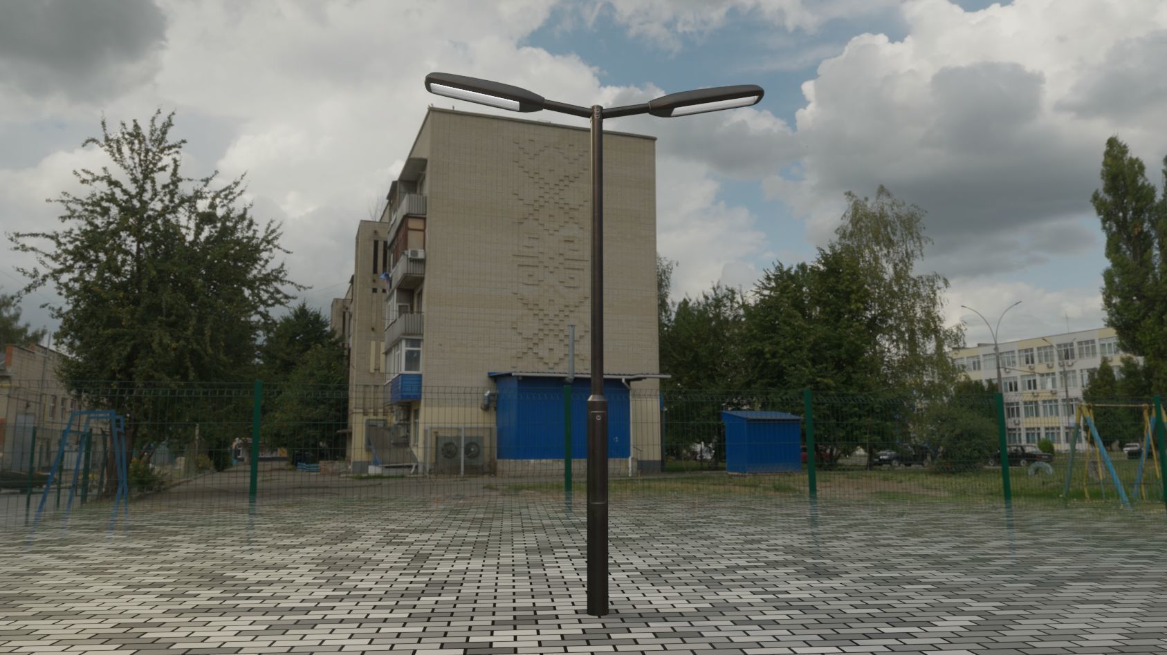 Street Light 11 version 2  3m with pole 3 Low-poly 3D model_2