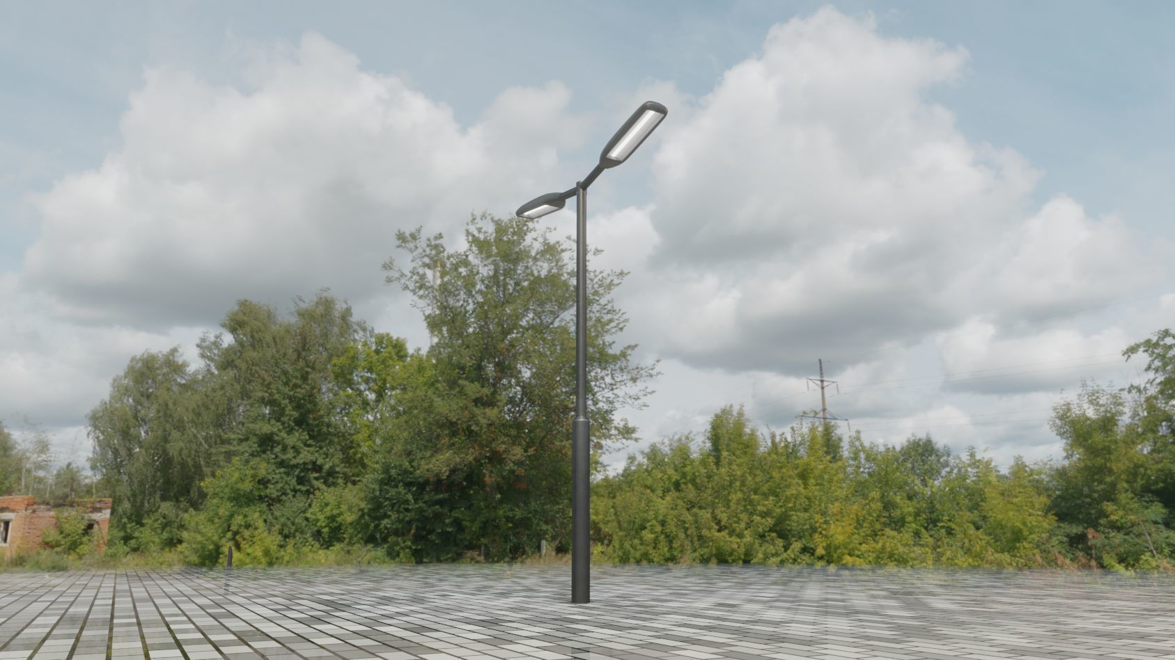 Street Light 11 version 2  3m with pole 3 Low-poly 3D model_59