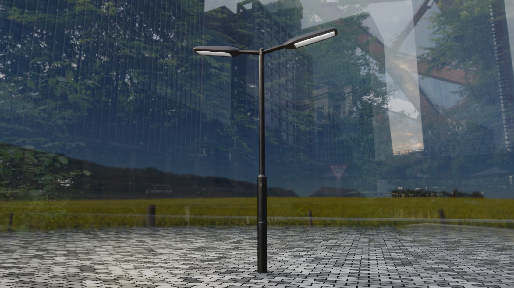 Street Light 11 version 2  3m with pole 3 Low-poly 3D model_4