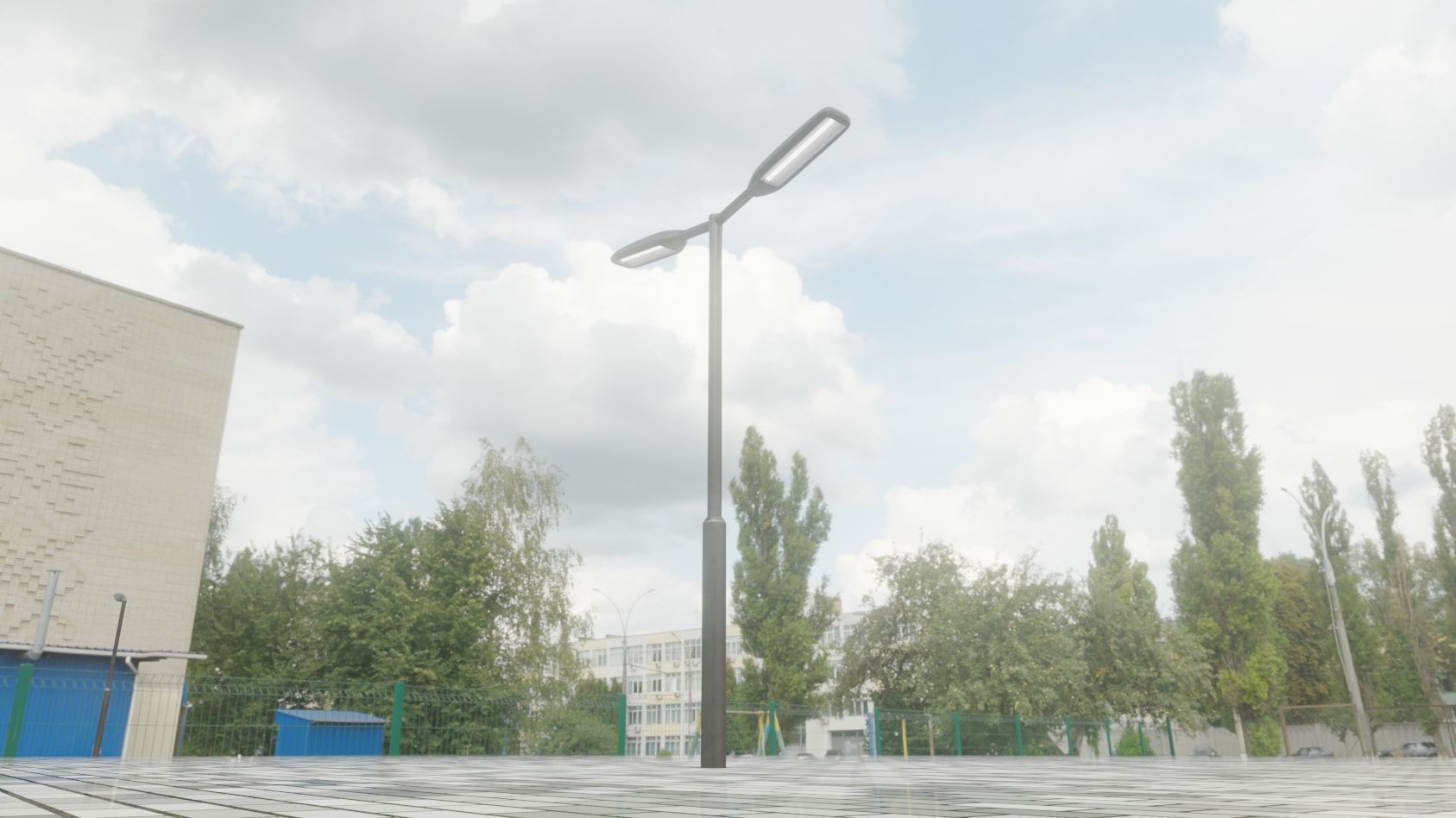 Street Light 11 version 2  3m with pole 3 Low-poly 3D model_92