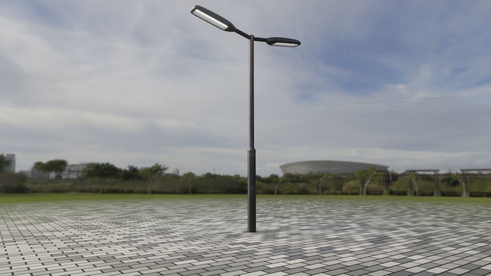 Street Light 11 version 2  3m with pole 3 Low-poly 3D model_100