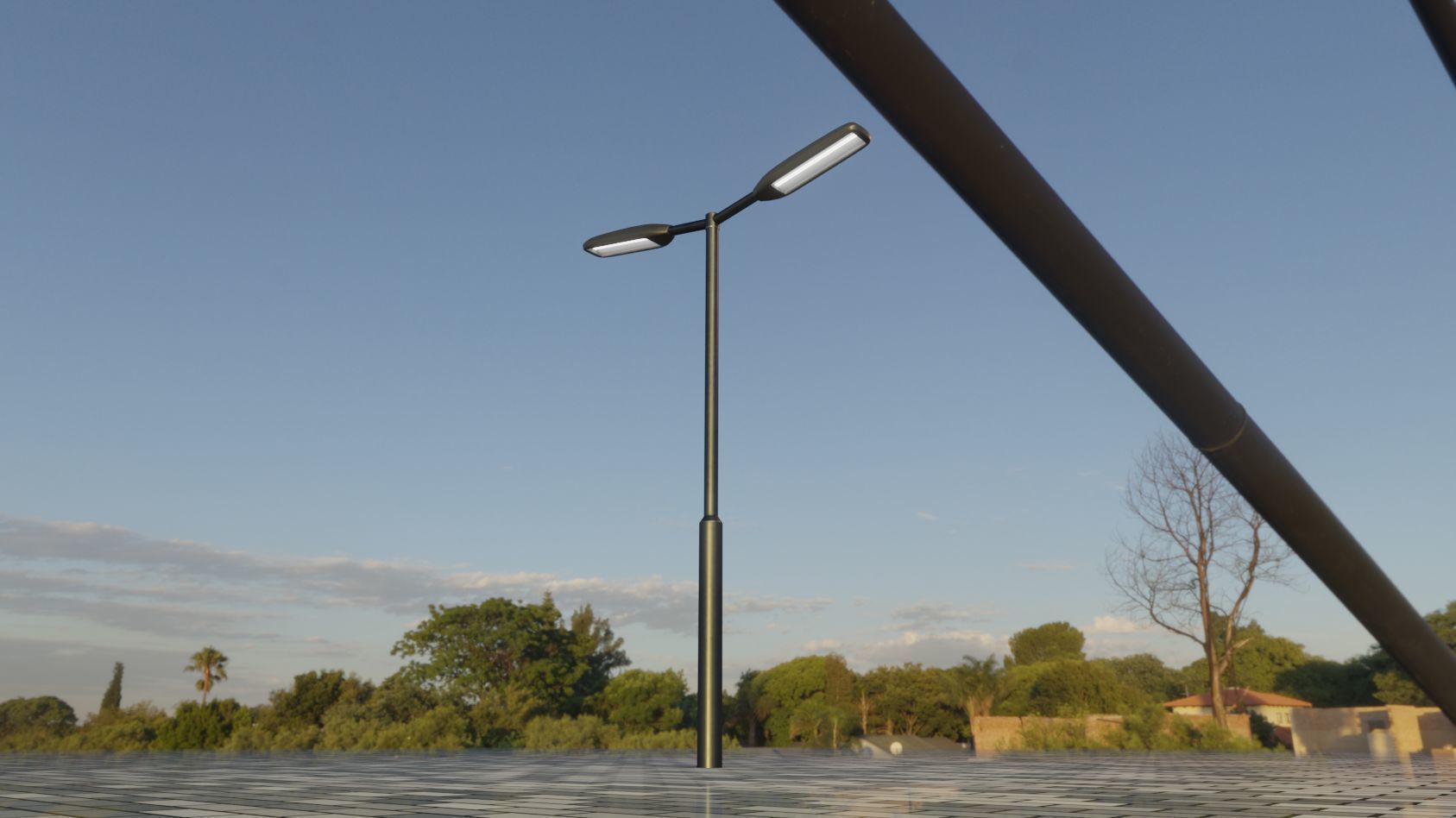 Street Light 11 version 2  3m with pole 3 Low-poly 3D model_91