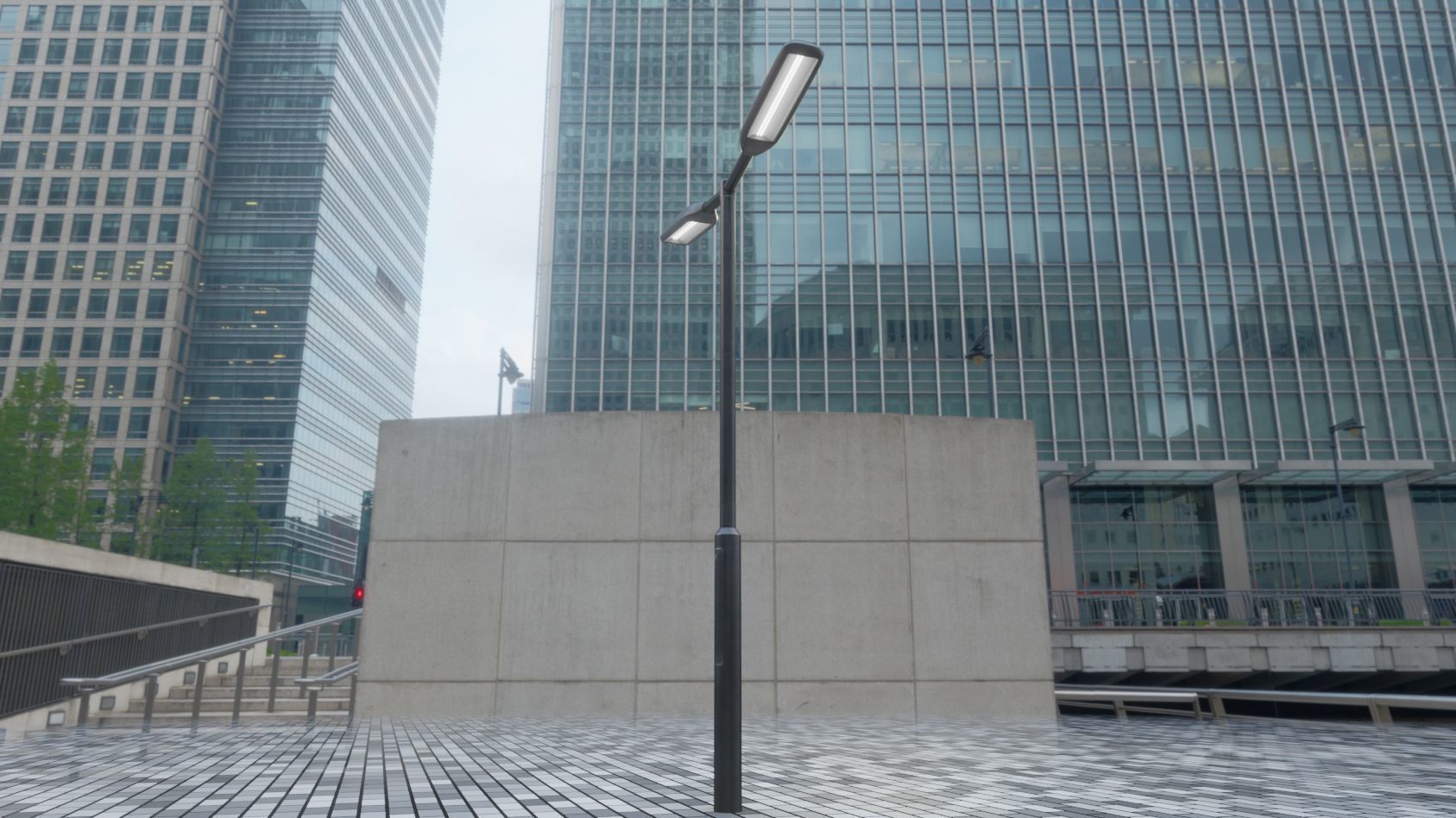 Street Light 11 version 2  3m with pole 3 Low-poly 3D model_8