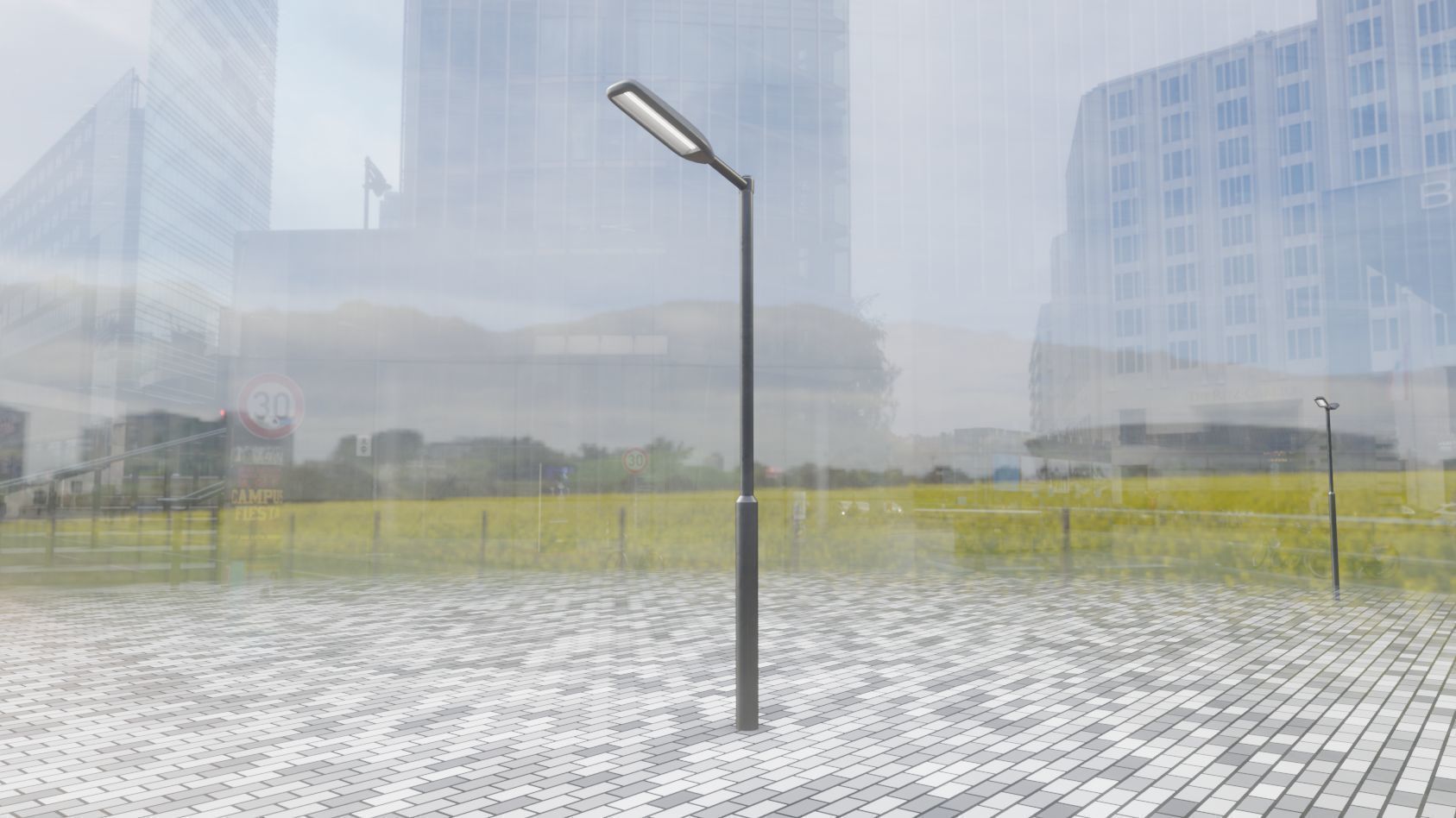 Street Light 11 version 1  3m with pole 3 Low-poly 3D model_43