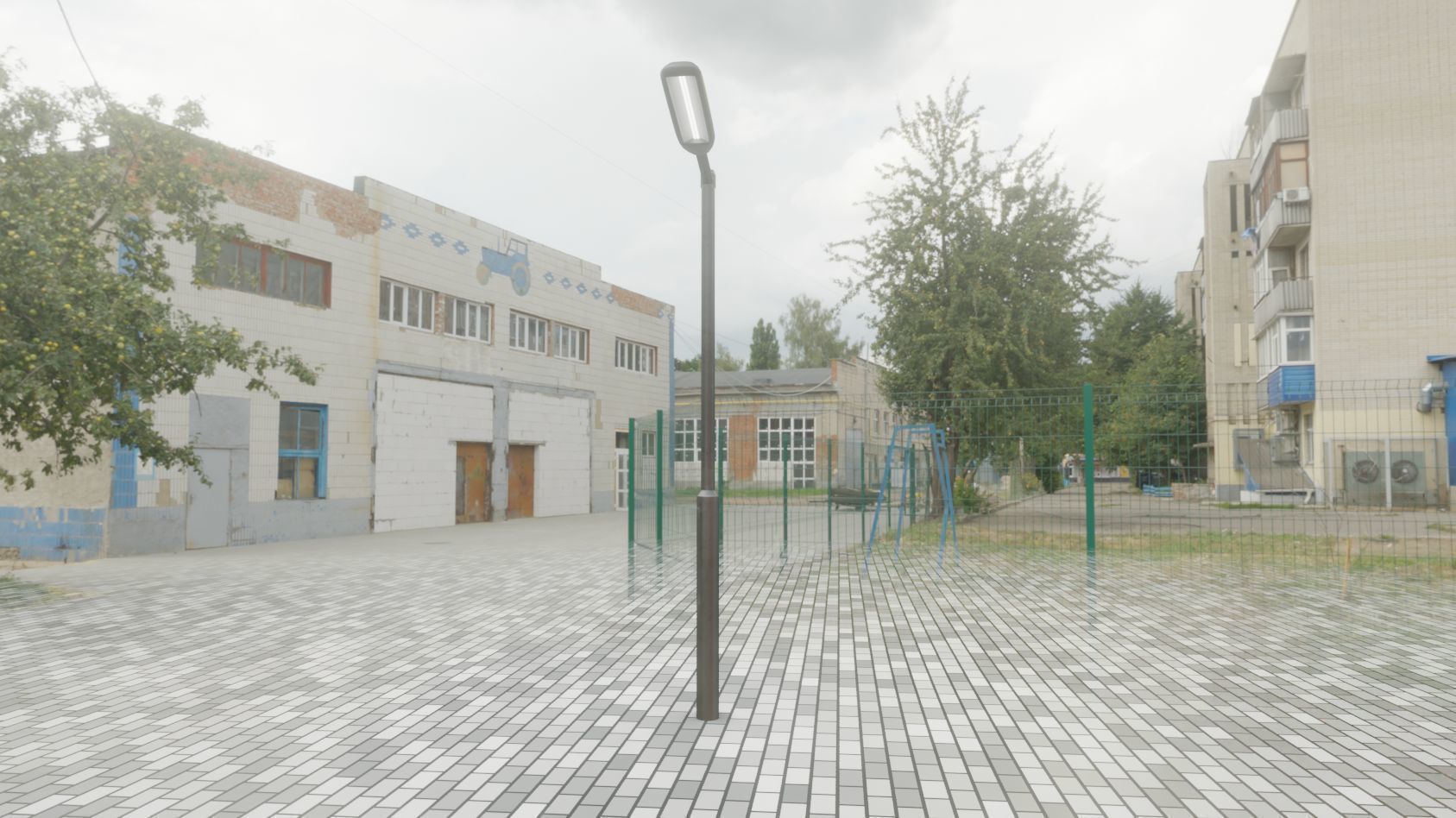 Street Light 11 version 1  3m with pole 3 Low-poly 3D model_40