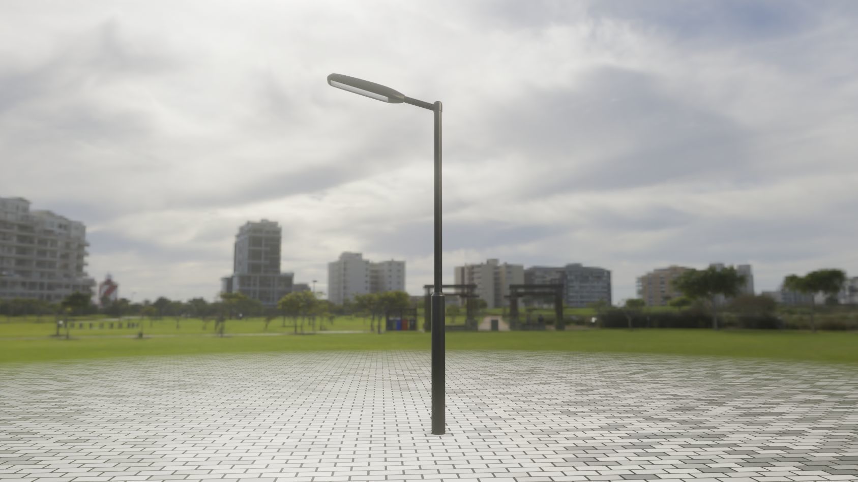 Street Light 11 version 1  3m with pole 3 Low-poly 3D model_48