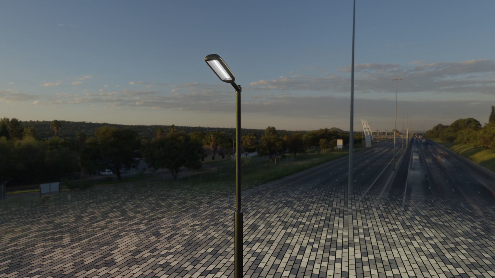 Street Light 11 version 1  3m with pole 3 Low-poly 3D model_9
