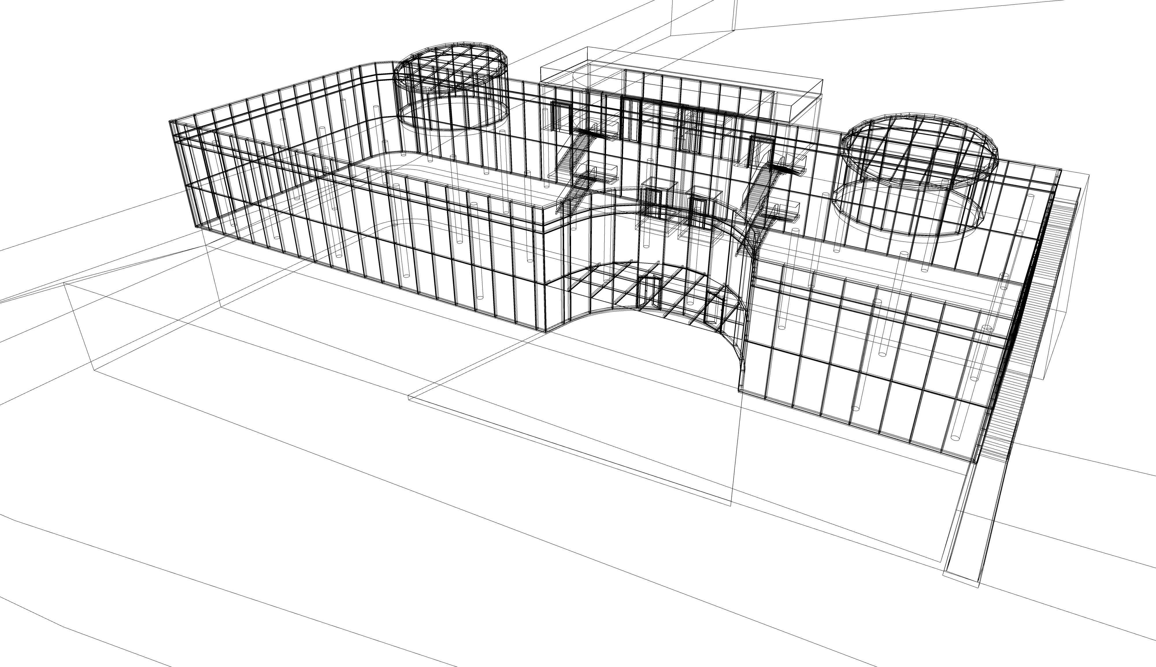 3D model of a two-storey office building 3D model_2