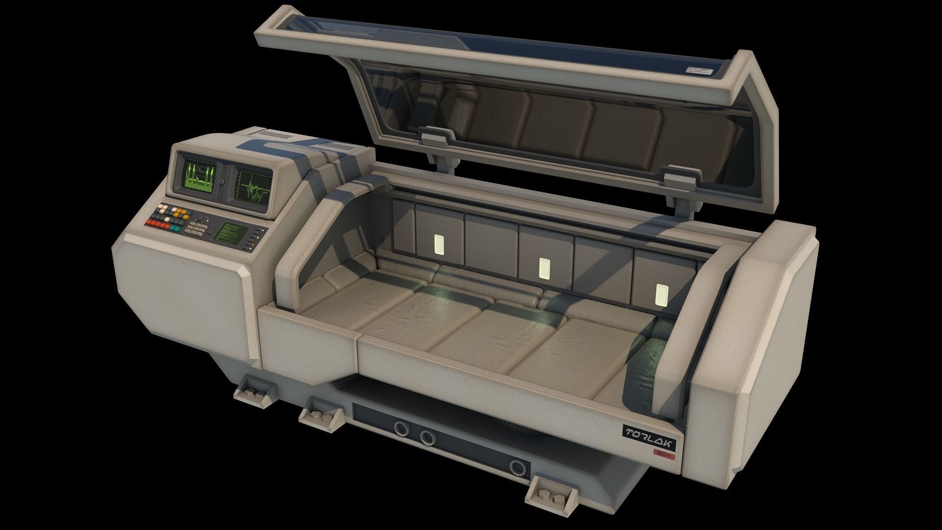 Retro Sci-fi Healing Machine Low-poly 3D model_6